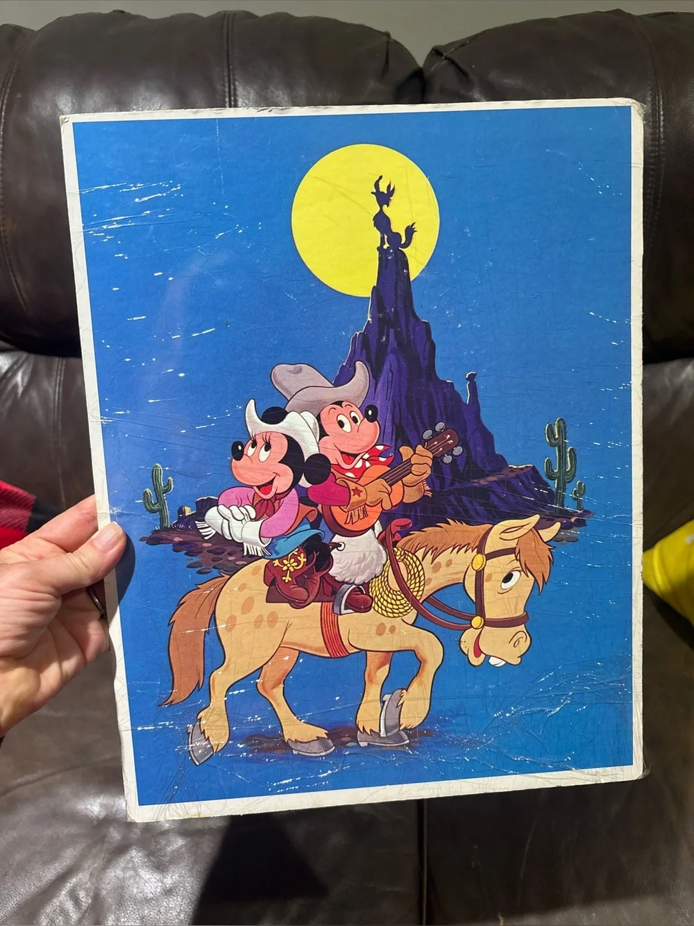 Vintage 1983 Walt Disney Productions Western-themed frame tray puzzle